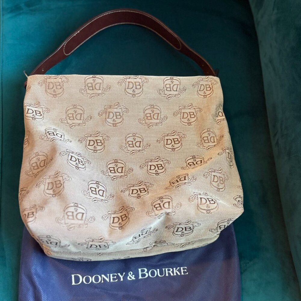 Dooney and Bourke - Vintage Canvas Signature Monogram Hobo Bag - Picture 8 of 12
